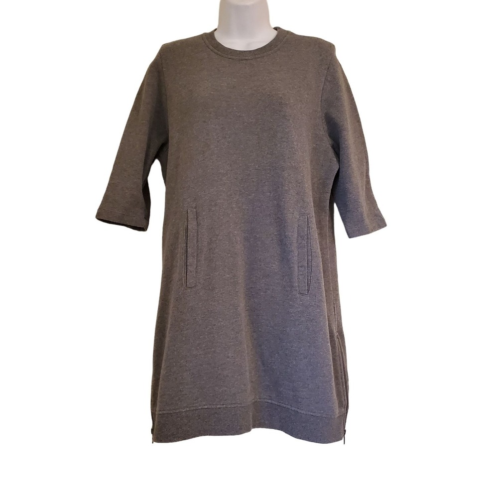 Fabletics M Sweatshirt Dress Gray Athleisure Pockets Mini Pullover ELENA Comfort
